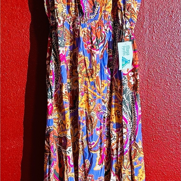 Maya Coral Colorful Keyhole Neck Maxi Dress-Small-NWT - Picture 4 of 12